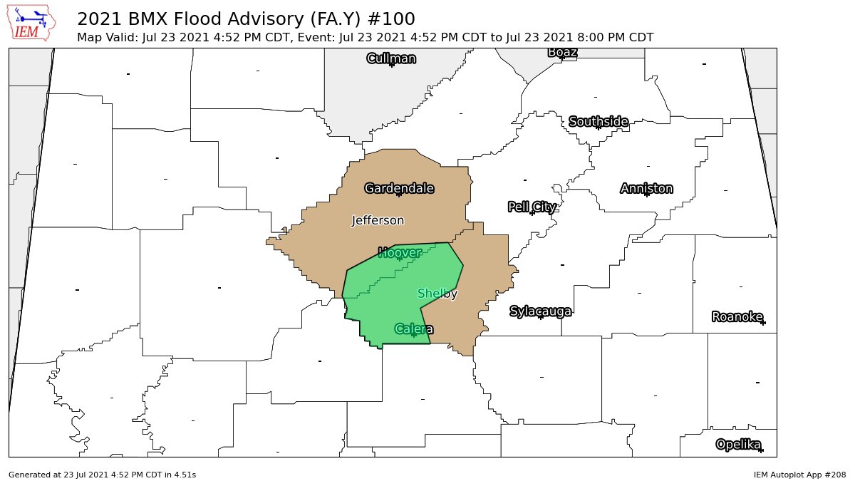Flood Advisory for Parts of Jefferson & Shelby Counties Until 8 pm : The Alabama Weather Blog - Vimarsana News