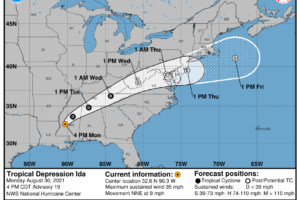 4 pm Advisory — Ida Weakens to a Depression; Heavy Rains & Flash Flooding Threat Continues