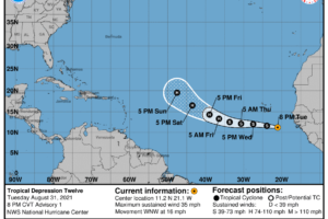 TD-12 Forms Southeast of the Cabo Verde Islands in the Eastern Atlantic Ocean