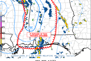 A Few Tornadoes Remain Possible Across the West & Southwestern Parts of Central Alabama