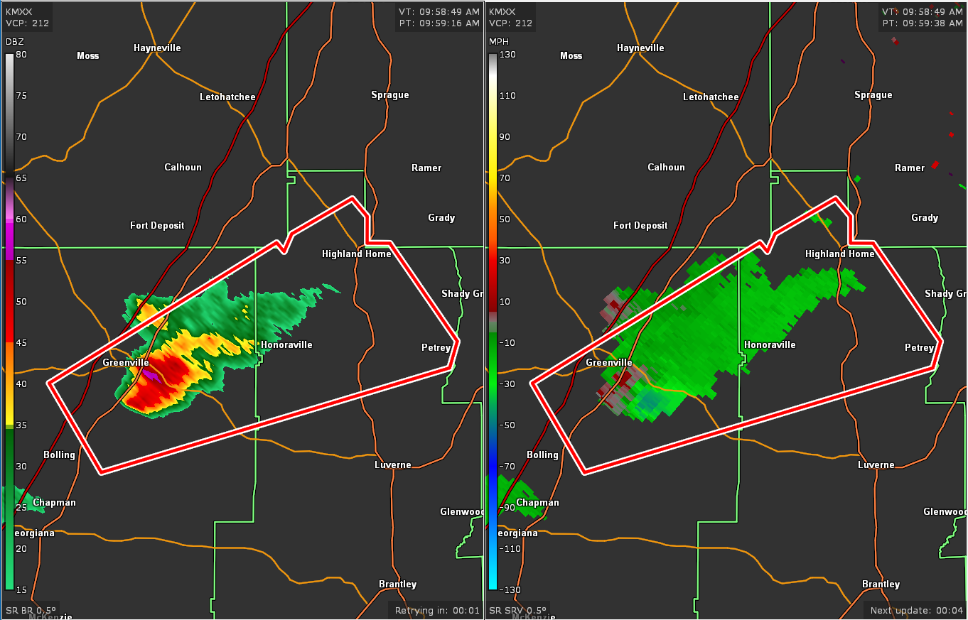 Tornado Warning Issued to the South of Our Area for Butler & Crenshaw