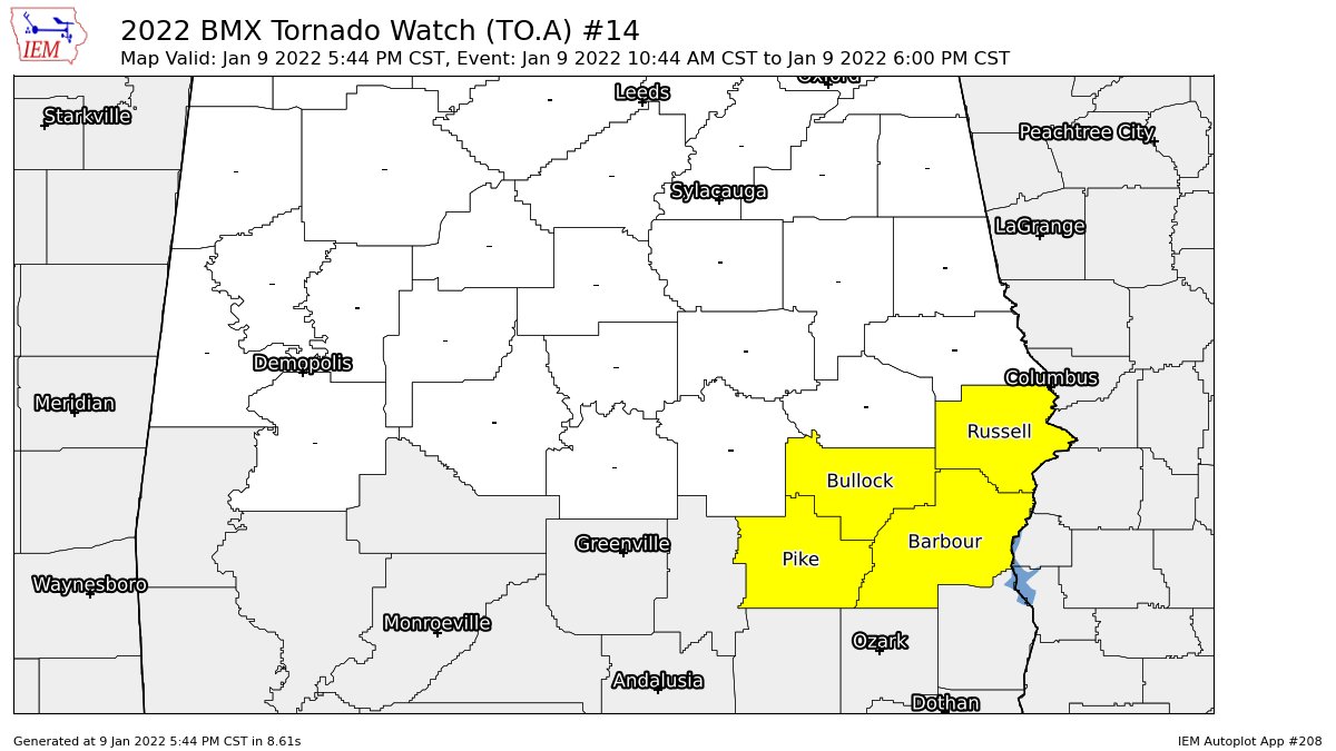 Tornado Watch Will Be Allowed to Expire at 6pm | Alabama Weather Network