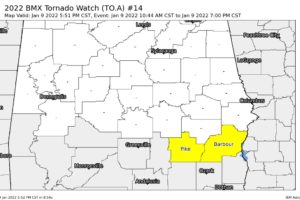 NWS Birmingham Reverses Direction & Extends Tornado Watch Until 7 pm for Two Counties