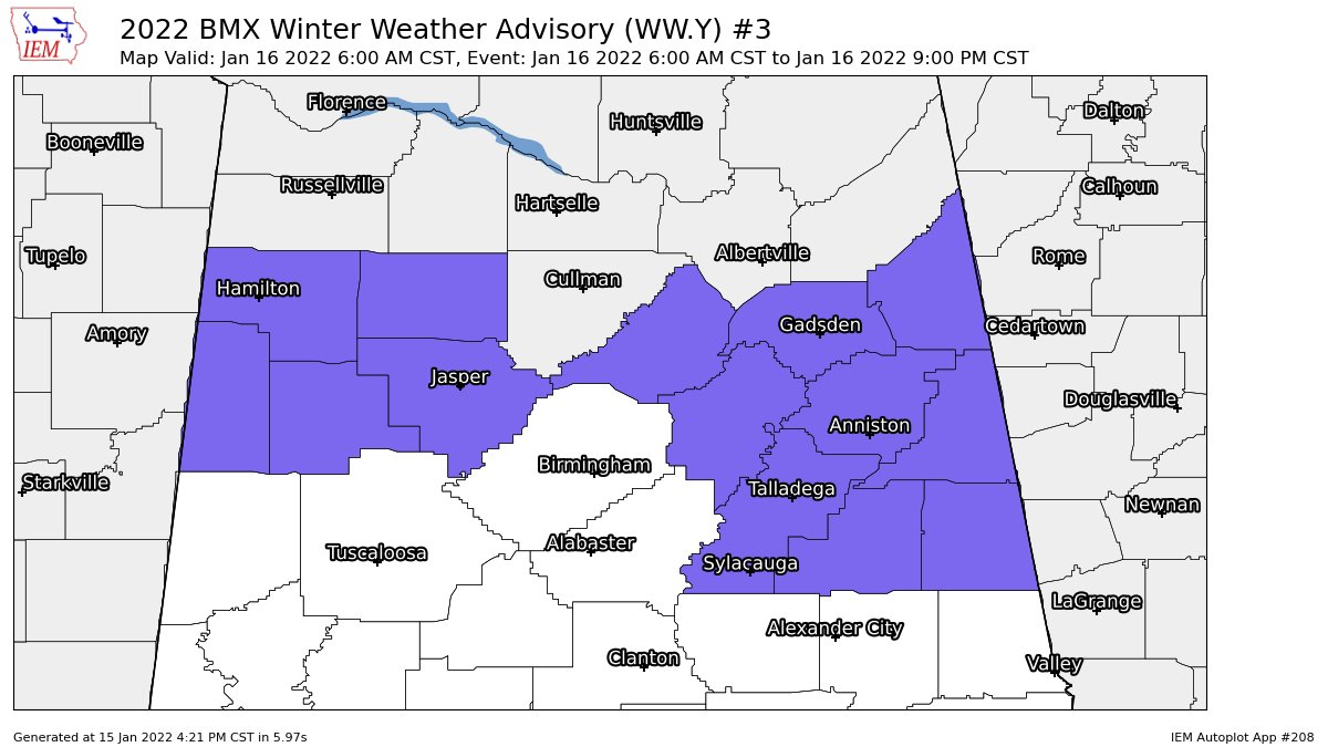 Fayette & Lamar Counties Added to Winter Weather Advisory The Alabama
