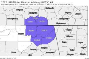 Winter Weather Advisory Issued for Portions of North Alabama Until 2 am Saturday