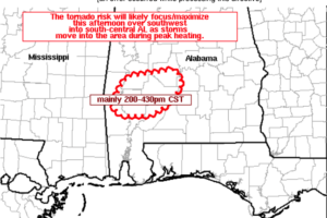 SPC Mesoscale Discussion — Tornado Potential Increasing Over Southwest & South-Central Alabama