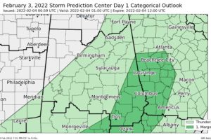 Slight Risk Removed; Marginal Risk Remains for the Southeastern Parts of Central Alabama