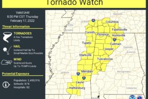 Tornado Watch Issued for the Western Portions of North/Central Alabama Until 8 pm