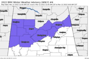 Winter Weather Advisory Issued for the Northern Half of Alabama Starting Late Tomorrow Night