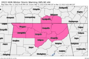 NWS Huntsville Upgrades Rest of North Alabama to a Winter Storm Warning