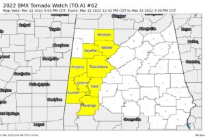 First Tornado Watch Canceled for a Couple of Central Alabama Counties