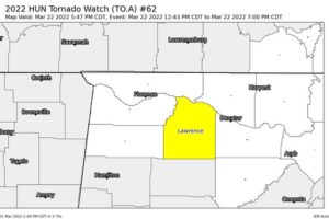 NWS Huntsville Cancels Tornado Watch for Their Westernmost Counties