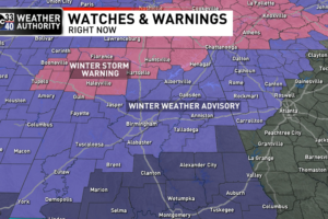 Winter Storm Warning For North Alabama; Severe Storms Possible Tonight For South Alabama