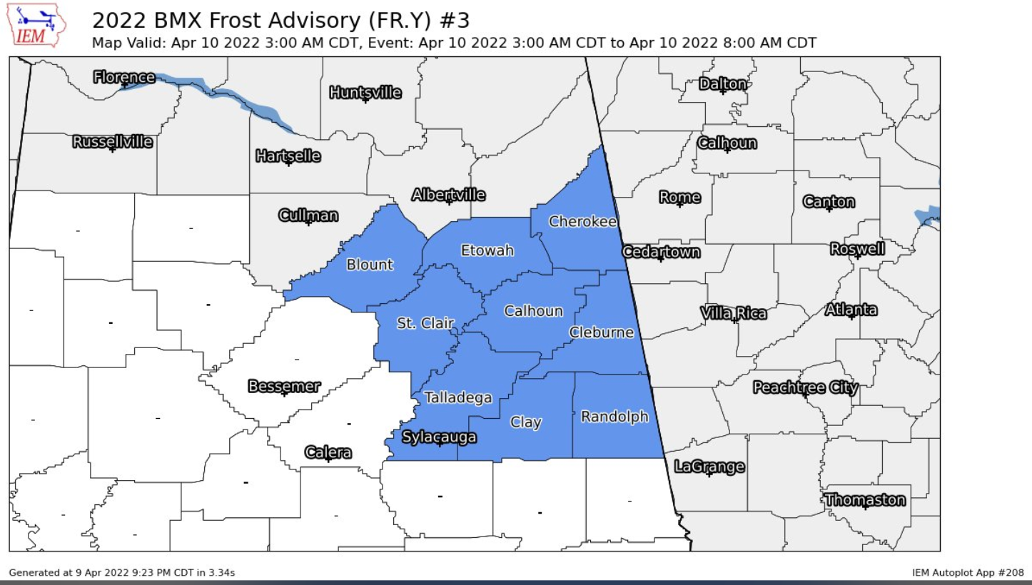 Frost Advisory Added for East Central Alabama The Alabama Weather Blog