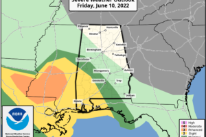 Midday Nowcast: Strong Storms for Southwest Alabama Today