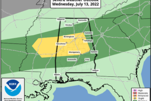 SPC adds “Slight Risk” of Severe Storms for Alabama Today