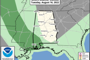 Strong Storms Today Mainly Over Southwest Alabama