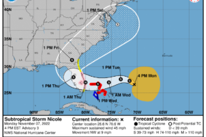 Nicole Forecast to Strengthen; Hurricane Warnings Issued for the Bahamas