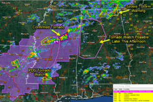 Big Picture at 4 pm:  Tornado Watch Will be Needed for Parts of Central Alabama in Next Couple of Hours