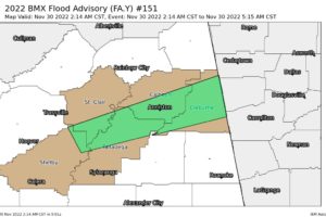 Areal Flood Advisory — Parts of Calhoun, Cleburne, Shelby, St. Clair, Talladega Co. Until 5:15 am