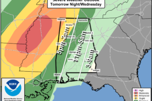 Severe Storms Possible Tomorrow Night/Early Wednesday Morning