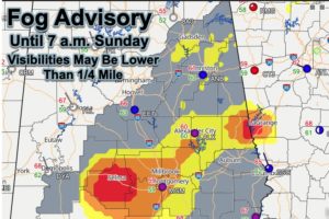 Dense Fog Advisory for a Large Part of Central Alabama Until 7 a.m.