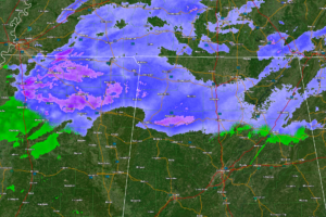 Light Snow Across Northern Mississippi Moving into Northwest Alabama: No Major Impacts Expected