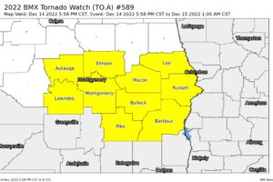 New Tornado Watch for Southeastern Parts of Central Alabama Until 1 am; Old Watch Trimmed in Size