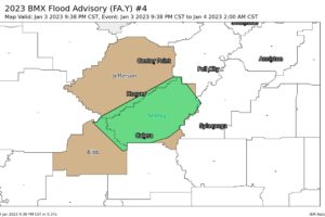 Areal Flood Advisory for Portions of Bibb, Jefferson, Shelby Co. Until 2 am