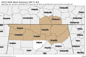 Wind Advisory for Nearly All of the Tennessee Valley Until 6 pm Tonight