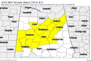 Tornado Watch Update: A Few Counties in NW Parts of Central Alabama Removed