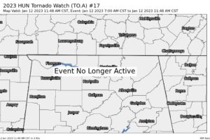 Tornado Watch Update: 1st Watch Cancelled for the Tennessee Valley Counties