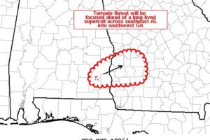 Tornado Threat Focused on SE Corner of Central Alabama for the Next Hour or Two