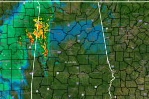 Just Before 8 pm Update — Rain Has Crossed Over the Alabama/Mississippi State Line