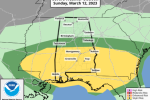 Sunday Weather Briefing Video:  Severe Weather Potential Over Southern Half of Alabama Today, Potential Freeze Monday and Tuesday Nights
