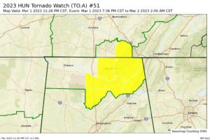 More Tennessee Valley Counties Removed from Tornado Watch