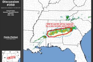 Mesoscale Discussion 350 — Tornado Watch Upcoming in Central Alabama