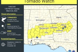 Tornado Watch Issued for Portions of Central Alabama Until 12 pm