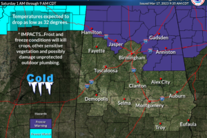 Freeze Watch for Tomorrow Night Updated; Freeze Warning Tonight for North Central Alabama