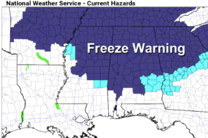 Freeze Warning For North/Central Alabama Tonight