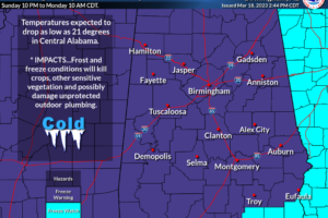Sunday Weather Briefing Video:  Freeze Warnings Again Sunday Night