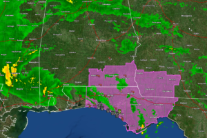 Low Pressure Causing Gusts to Tropical Storm Force Along Gulf Coast