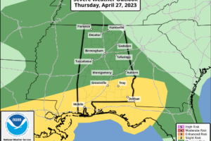 Rain, A Few Strong Storms For Alabama Tomorrow