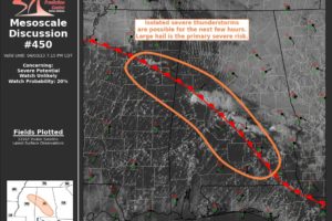 Mesoscale Discussion 450 — Watch Unlikely; However, Isolated Severe Storms Possible