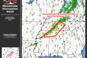 Mesoscale Discussion 424: Tornado Risk Continues to Shift Across the Tennessee Valley