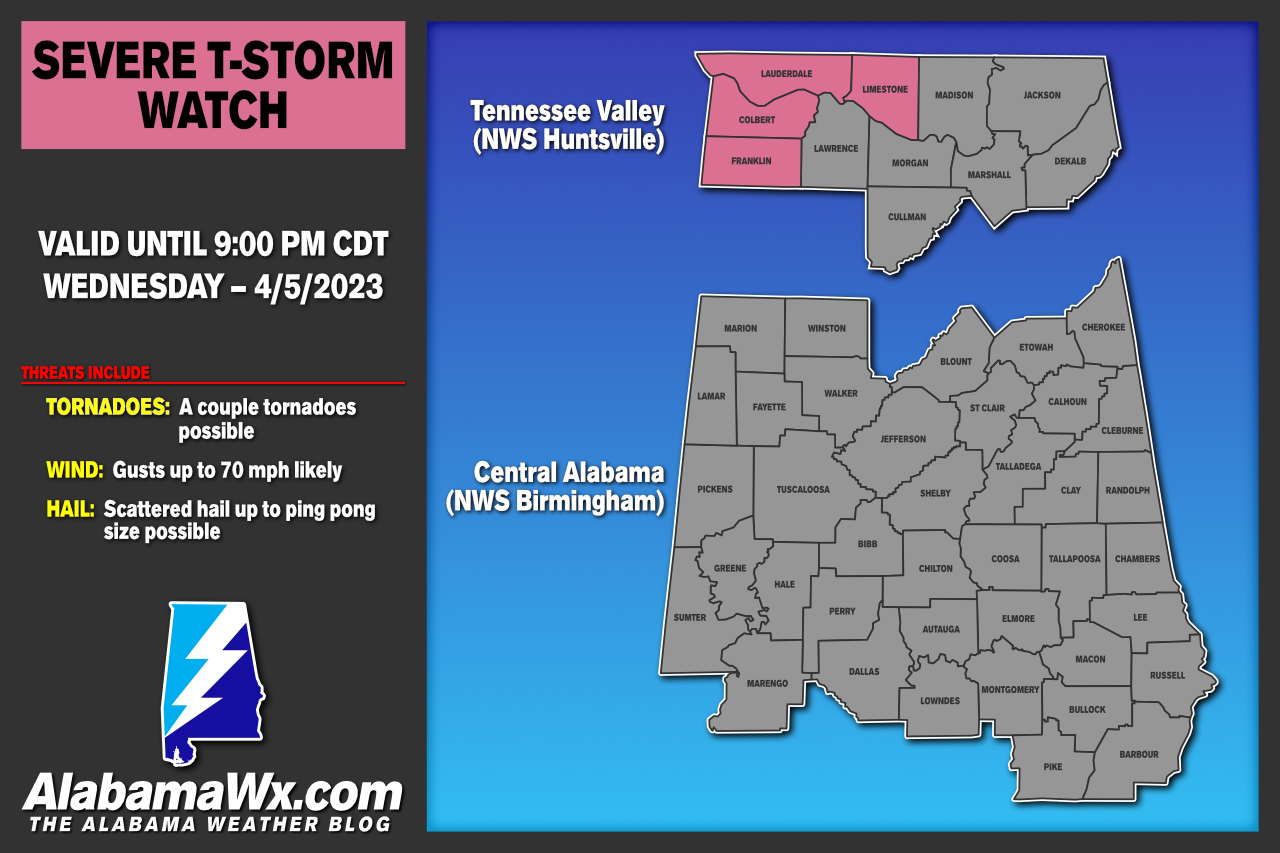 Severe Thunderstorm Watch Issued for Northwest Alabama The Alabama
