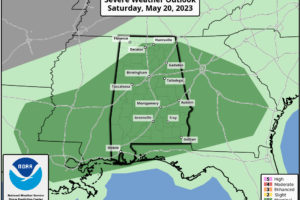 Showers Across Alabama More Widely Scattered Today