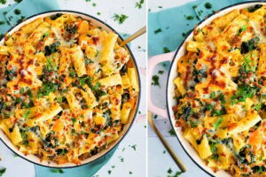 Recipe: Garlicky Kale, Sausage & Butternut Squash Pasta Bake