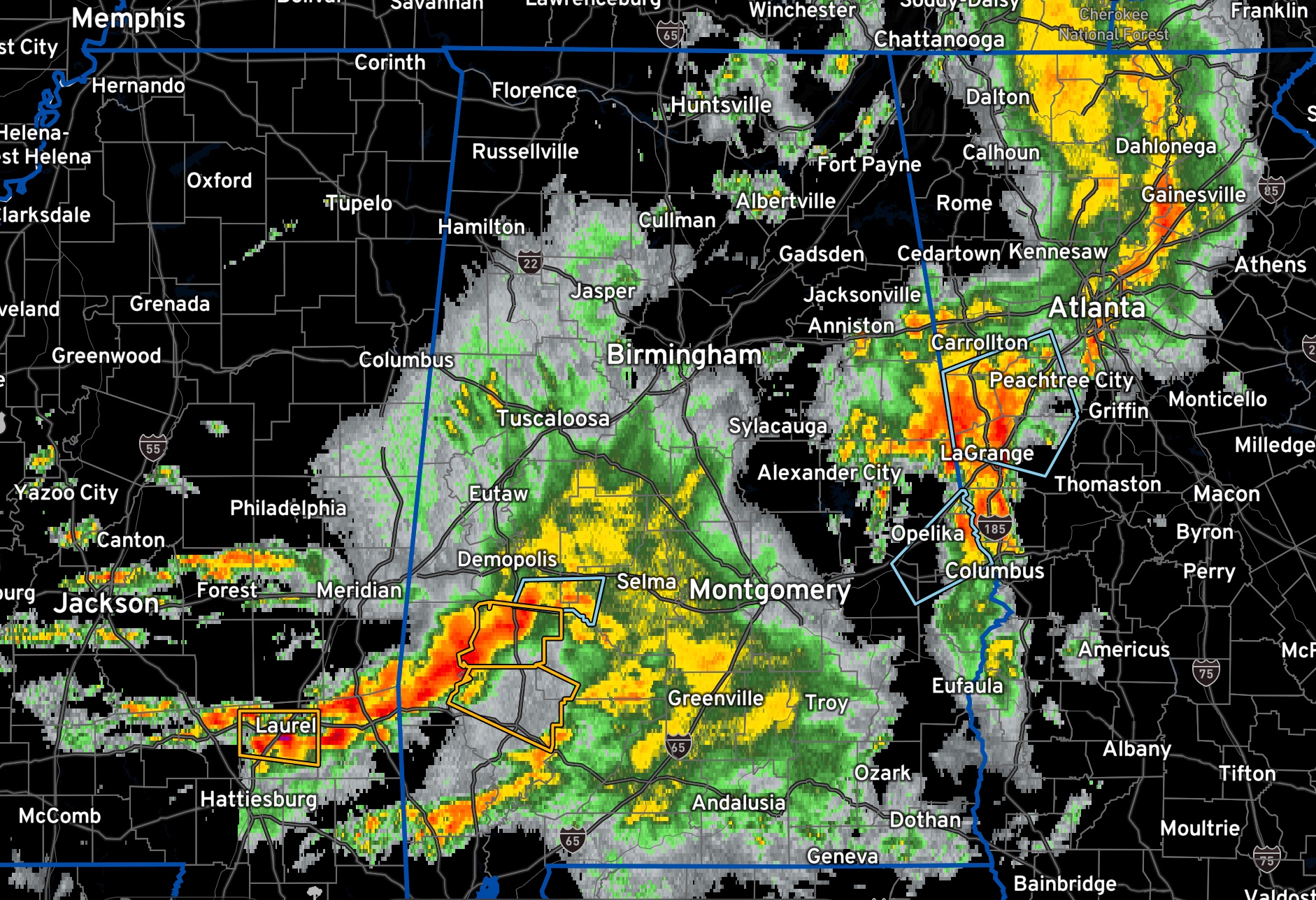 A Look at the Alabama Weather Situation at 330 a.m. The Alabama