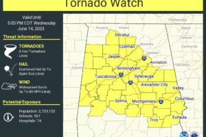 Tornado Watch Issued for a Large Part of Central Alabama